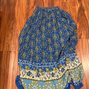 NATURAL LIFE Blue and Yellow Floral Maxi Skirt